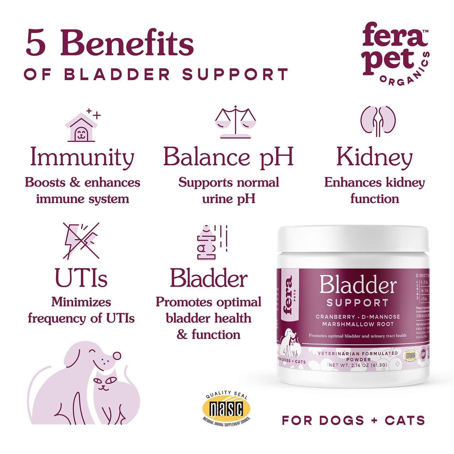 Fera Pet Organics Bladder Support Powder for Dogs & Cats