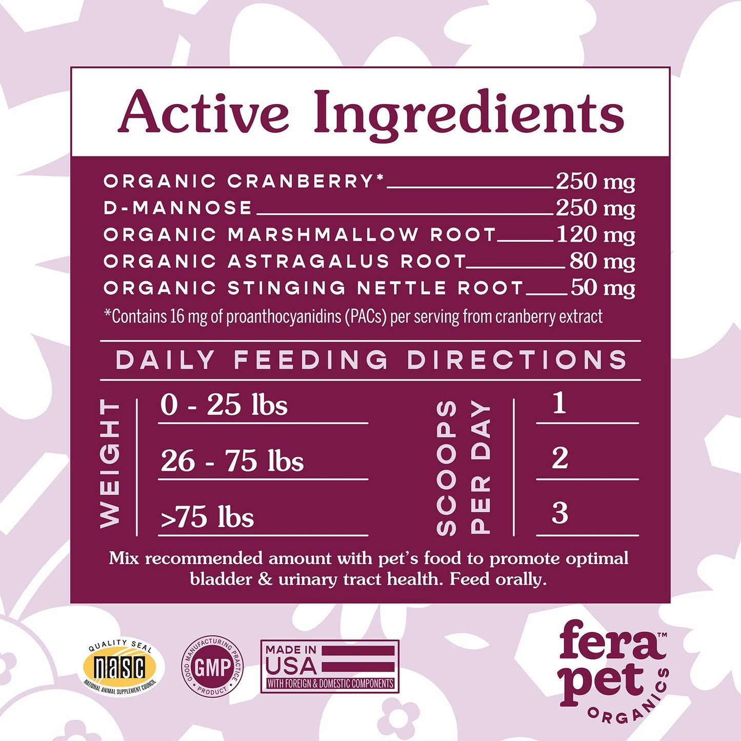 Fera Pet Organics Bladder Support Powder for Dogs & Cats