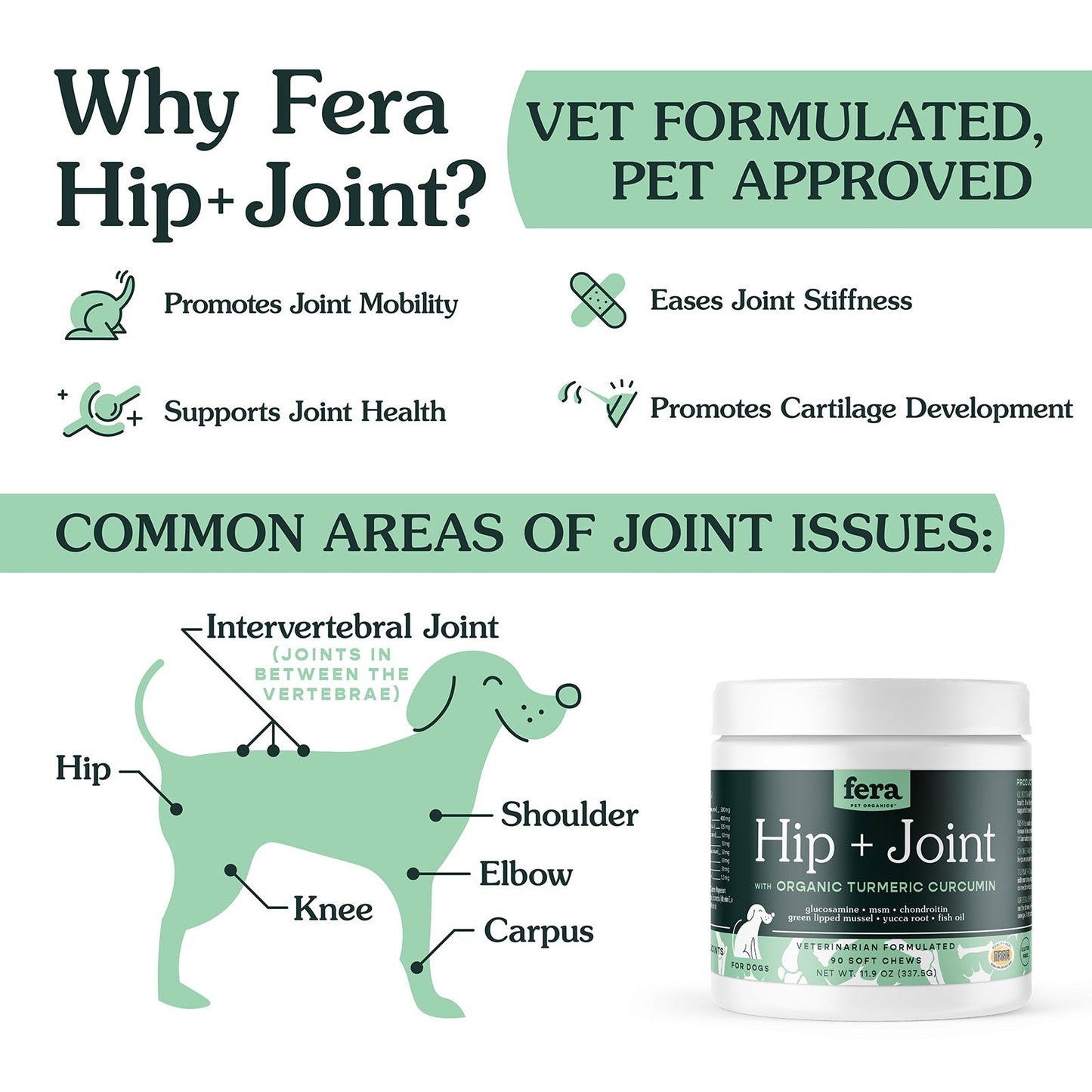 Fera Pet Organics Hip + Joint Support for Dogs Soft Chews