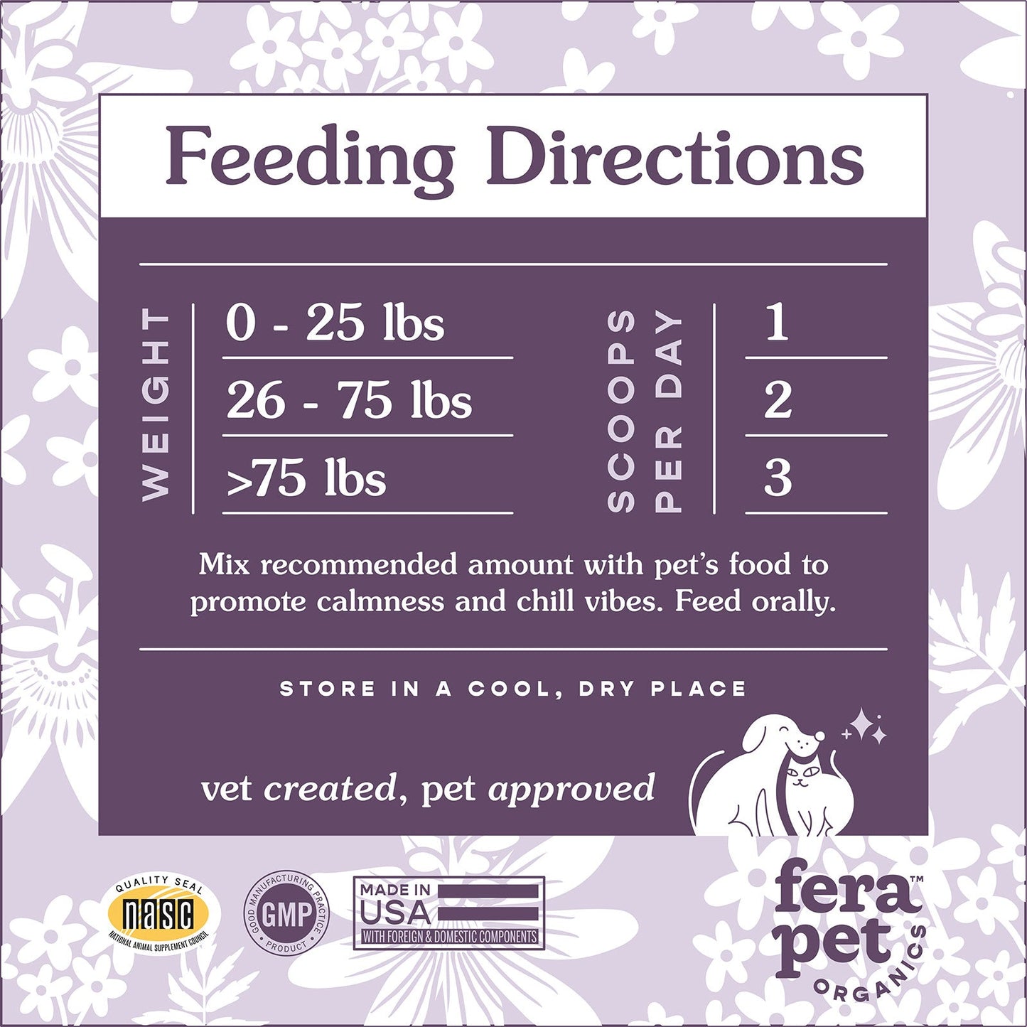 Fera Pet Organics Calming Support Powder for Dogs & Cats