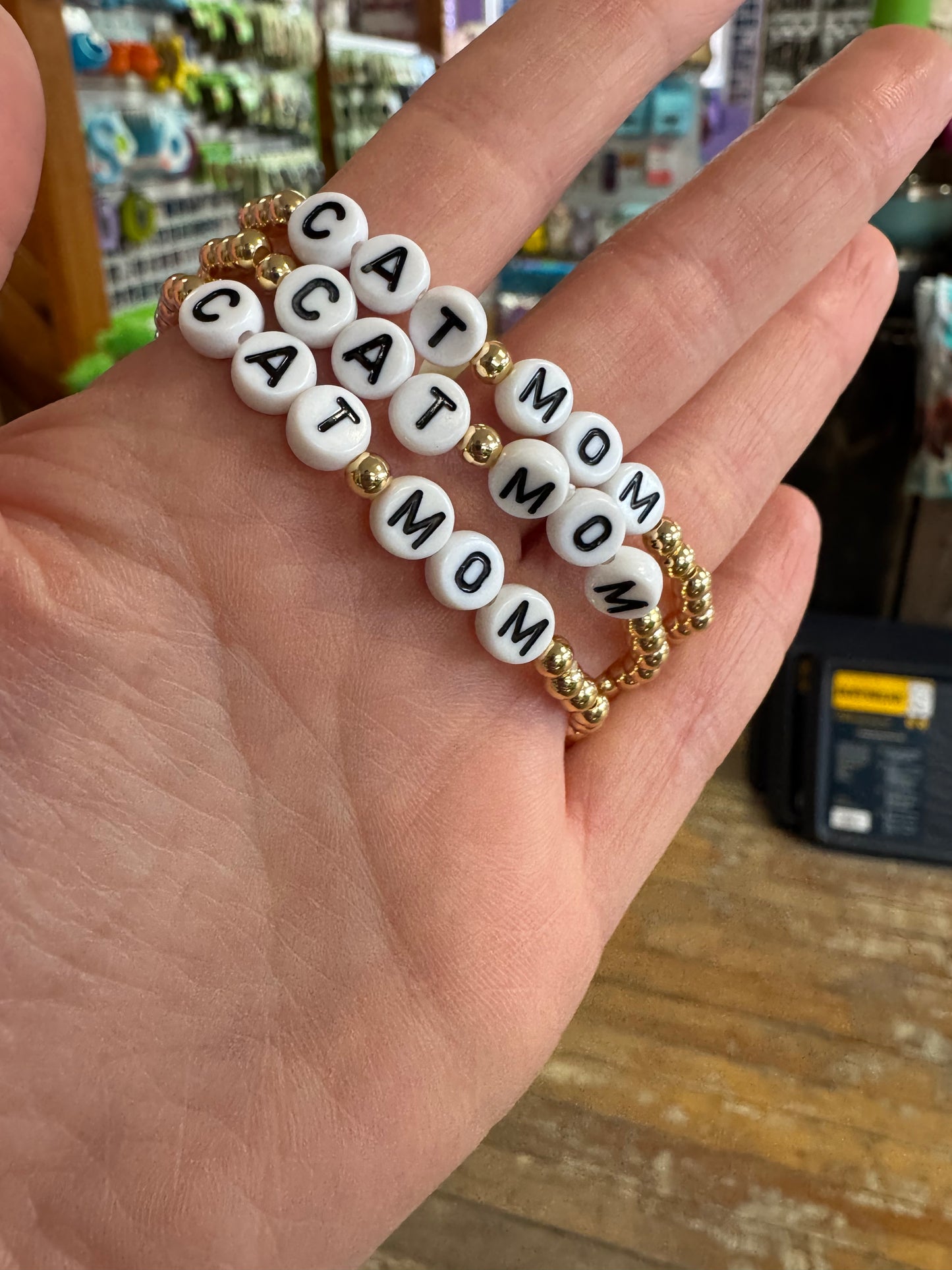 Cat Mom Beaded Bracelet