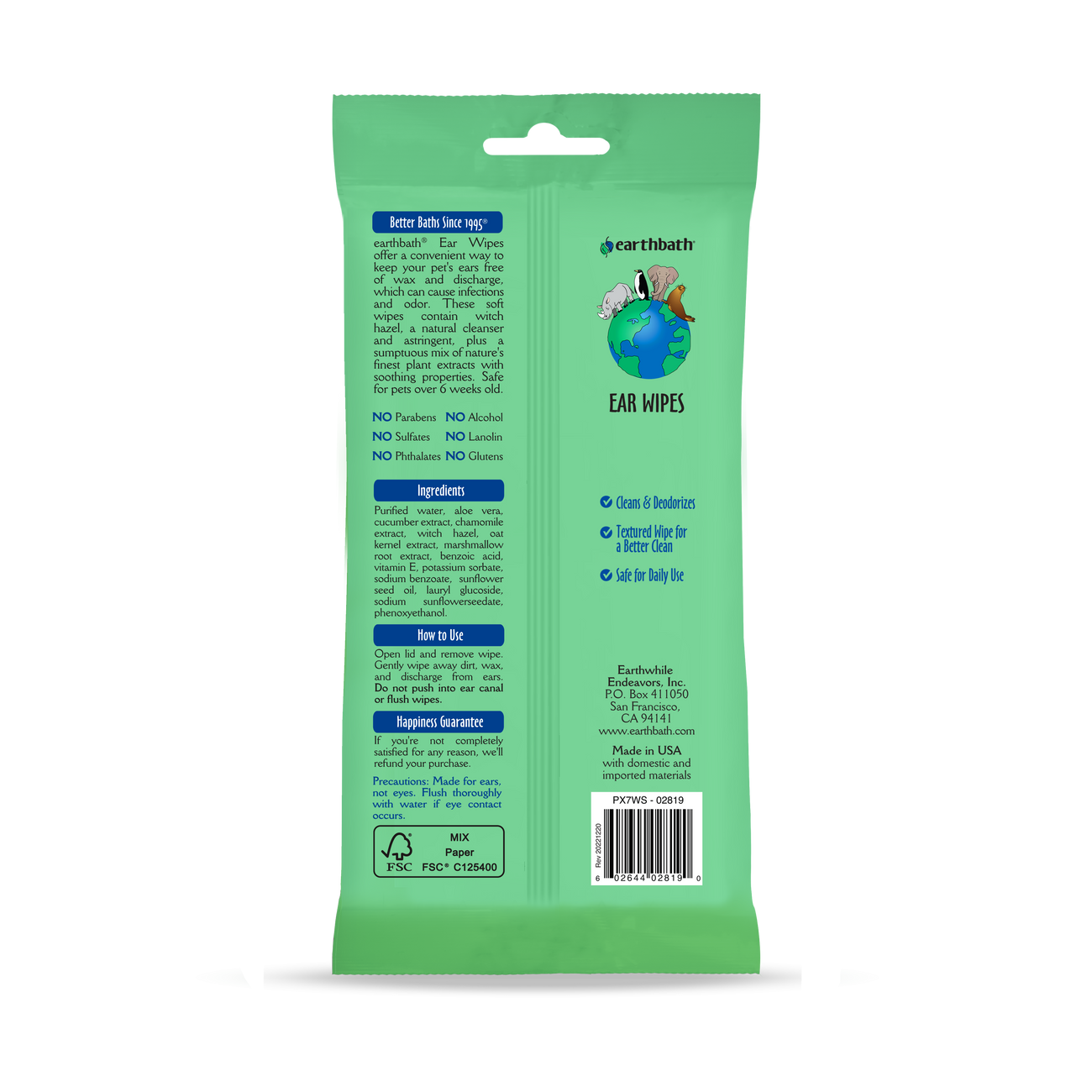 Earthbath Ear Wipes - 30 count