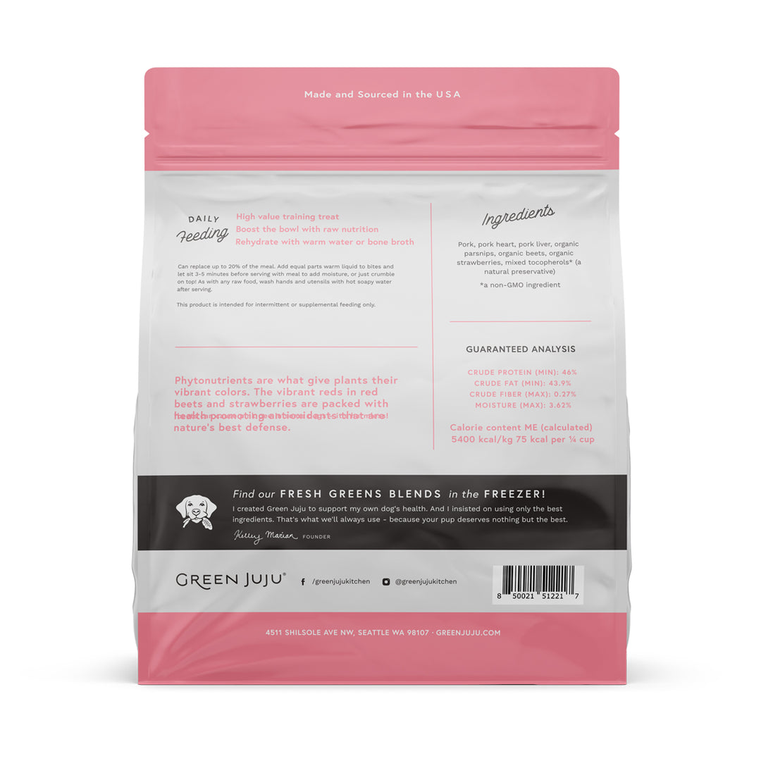 Green Juju Pork Pink Whole Food Bites For Dogs & Cats - 3 oz