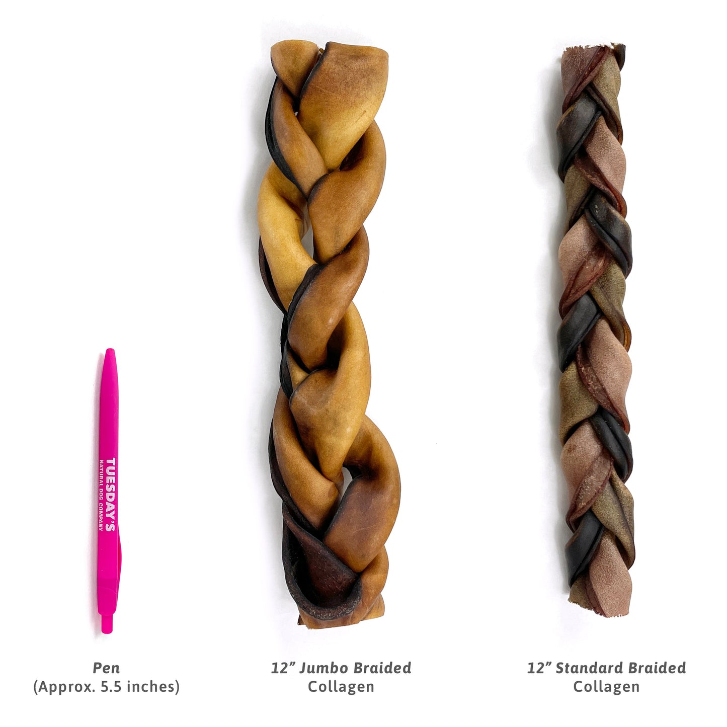 12" Standard Braided Collagen Sticks