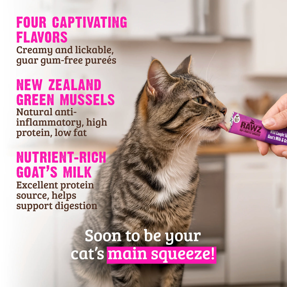 Wild Caught Tuna & Scallop with Goat's Milk & Green Mussels Lickable Topper/Treat for Cats - 4 pack