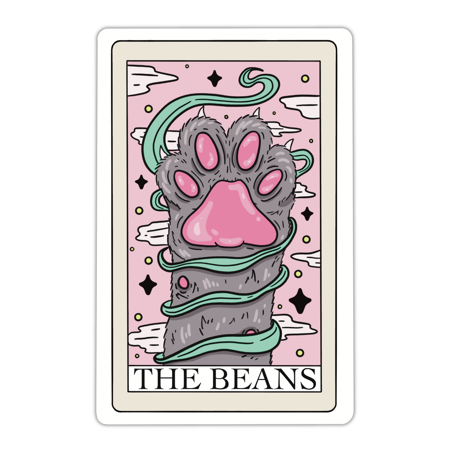 The Beans Cat Tarot Card Vinyl Sticker