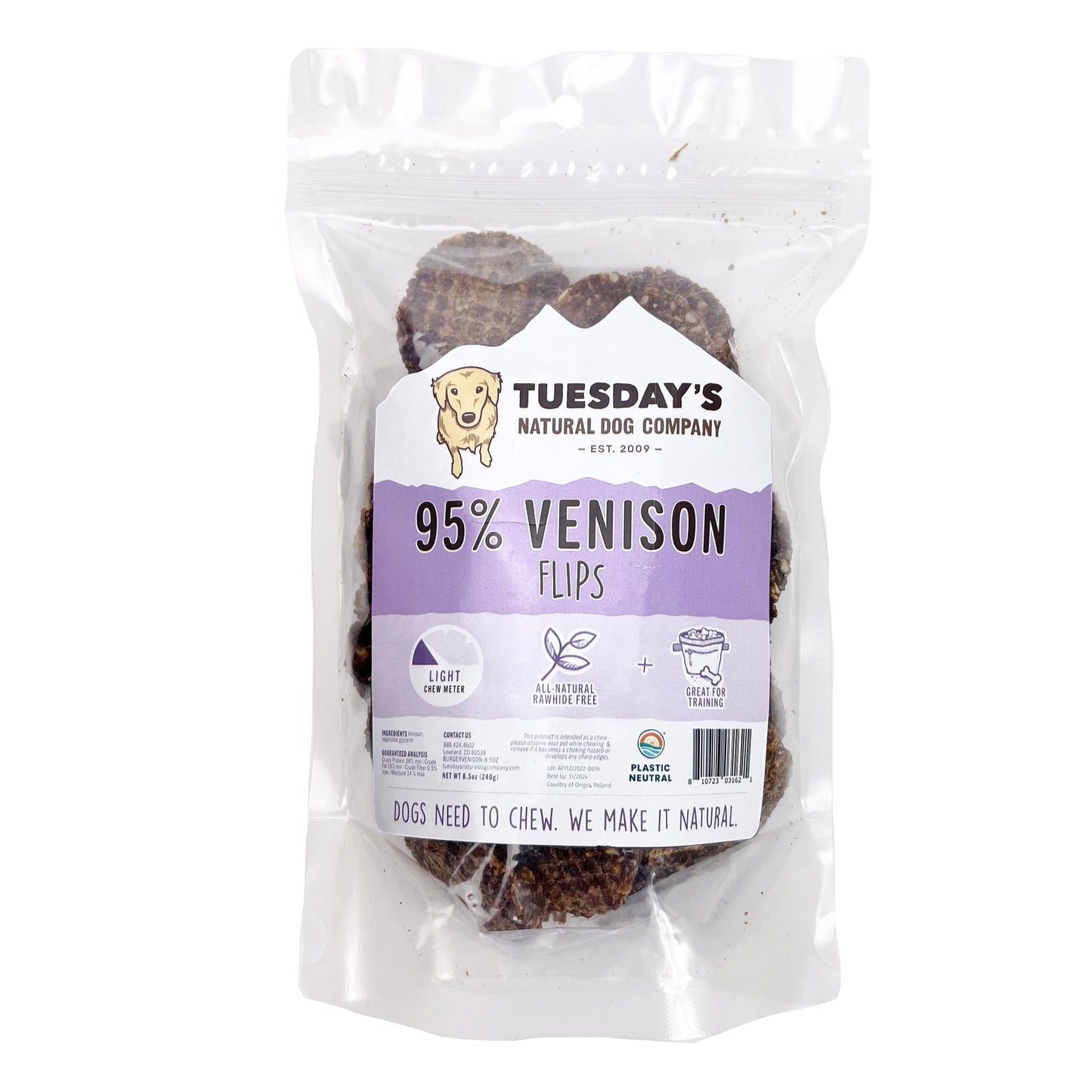 95% Venison Training Flips - 8.5 oz
