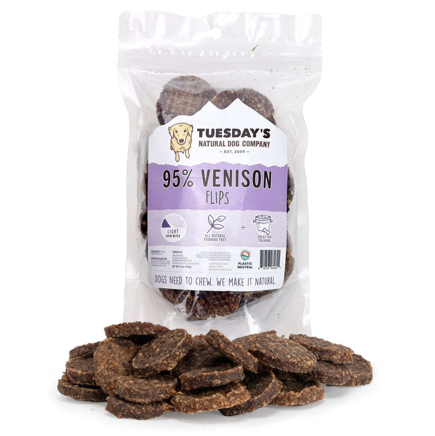 95% Venison Training Flips - 8.5 oz