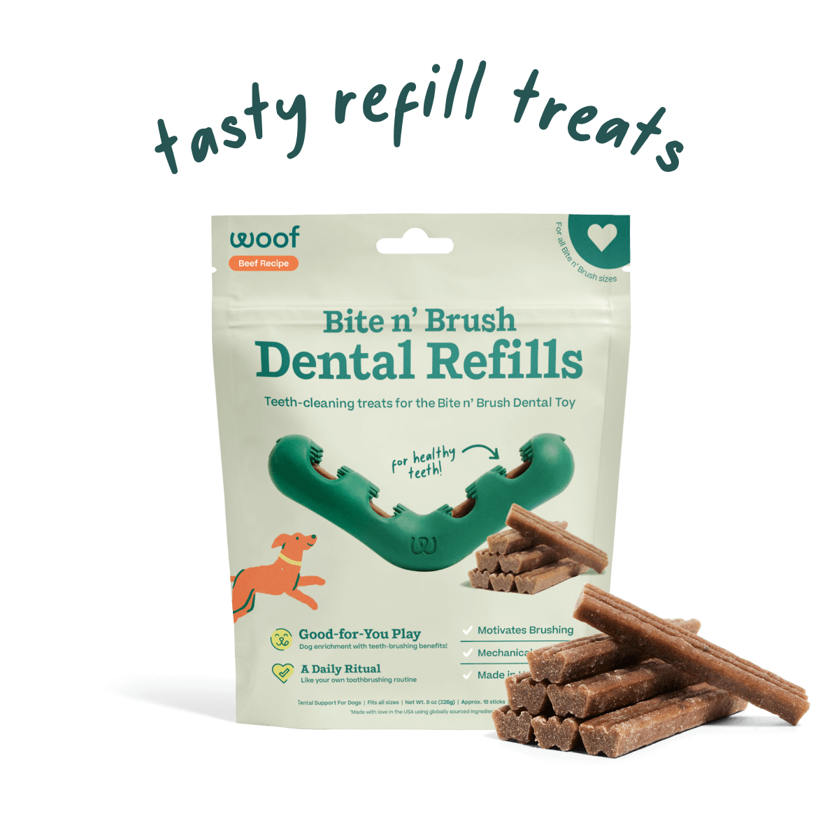 Woof Bite n' Brush Refills - Beef
