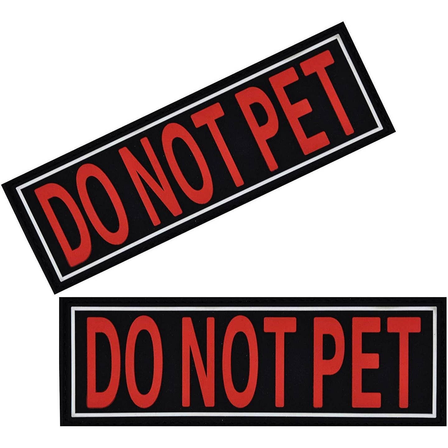 2 Pack "Do Not Pet" 3D Rubber Removable Patches For Dog Harness - 1.5" x 4"