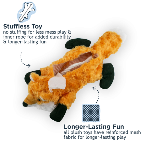 Stuffless Fox Squeaker Dog Toy 16"