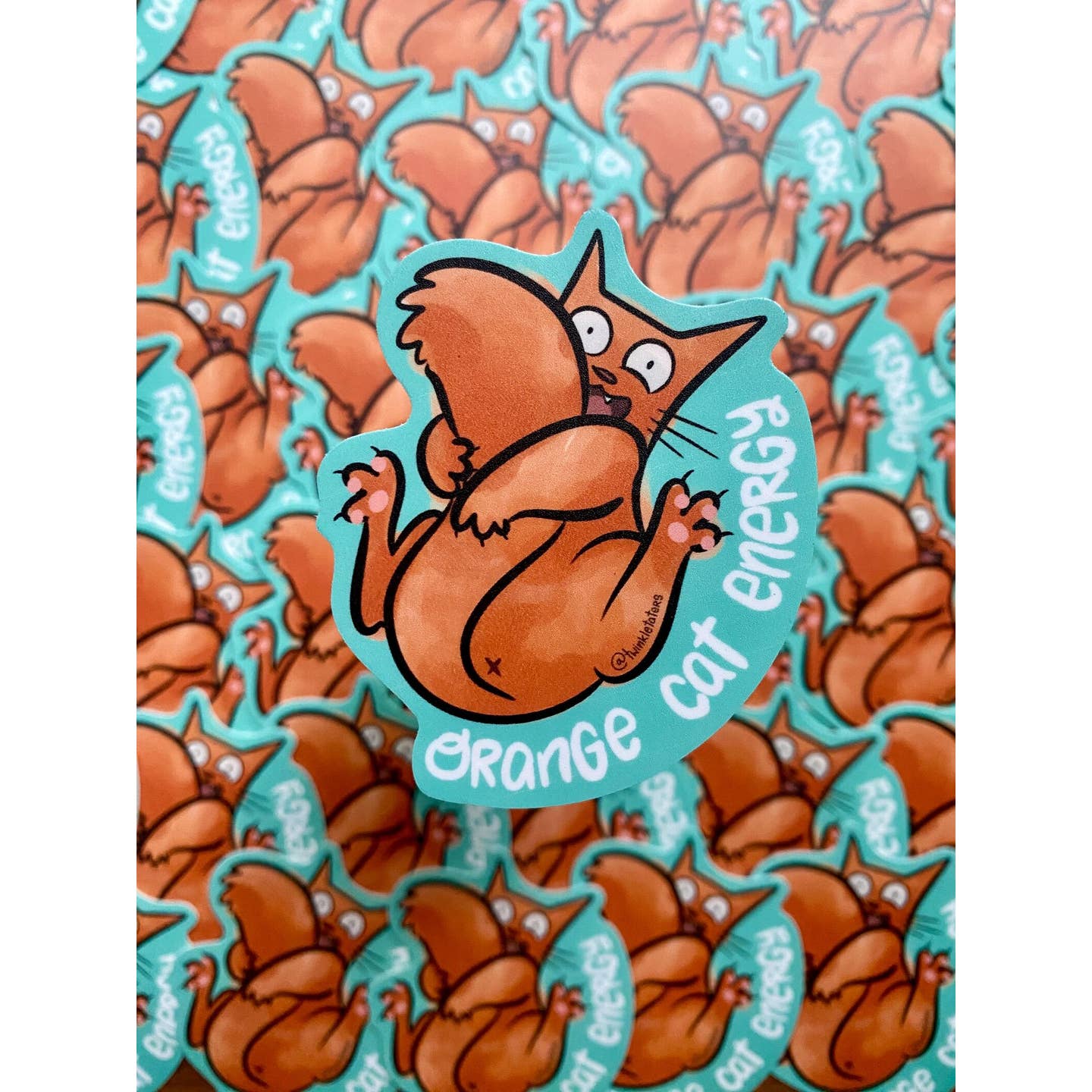 Orange Cat Energy Vinyl Sticker