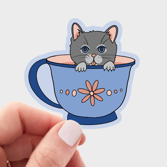 Teacup Cat Sticker