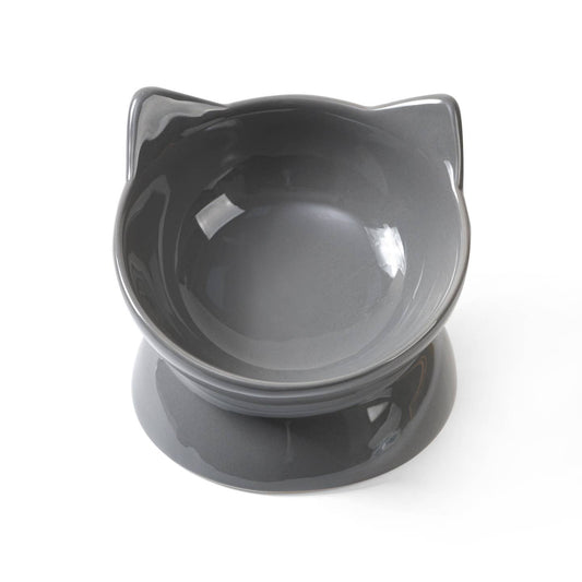 Oscar Tilt Cat Dish - Gray