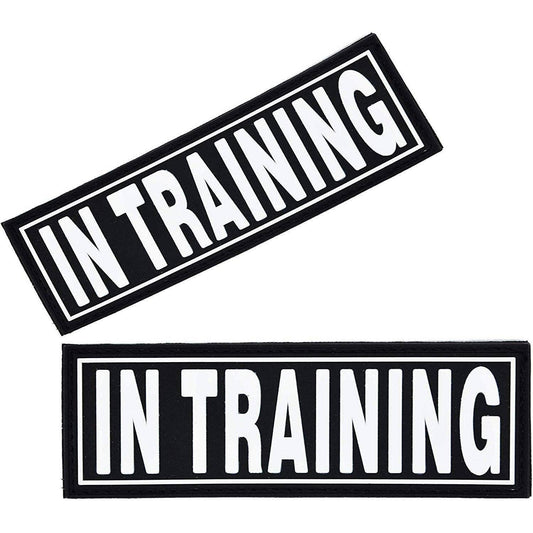 2 Pack "In Training" 3D Rubber Removable Patches For Dog Harness - 1.5" x 4"