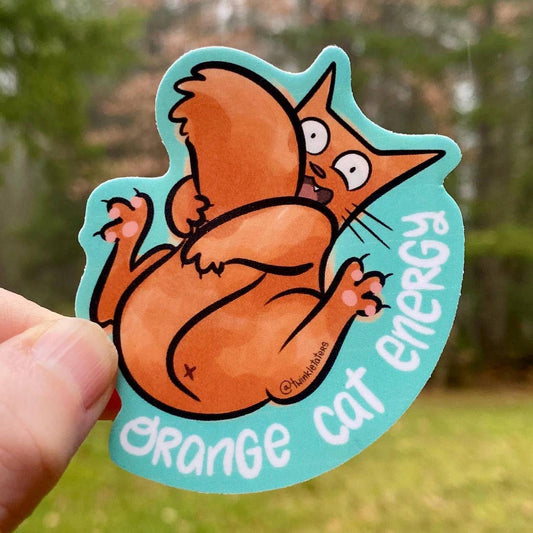 Orange Cat Energy Vinyl Sticker
