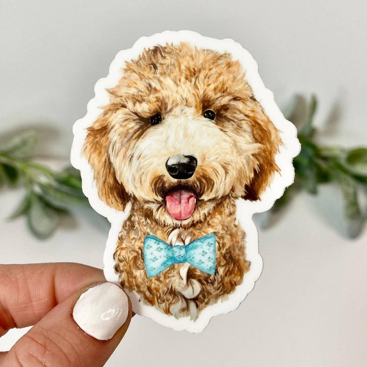 Goldendoodle with Bow Tie Sticker