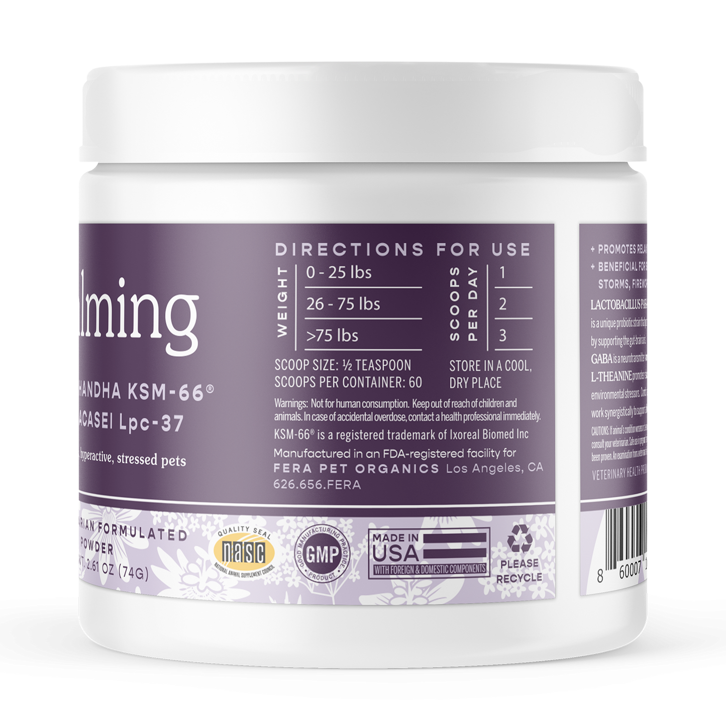 Fera Pet Organics Calming Support Powder for Dogs & Cats