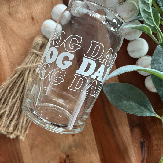 Dog Dad 16 oz Libbey Glass, Beer Can Glass