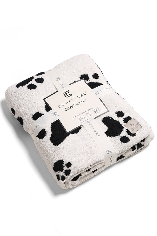 Cozy Paw Print Pet Blanket