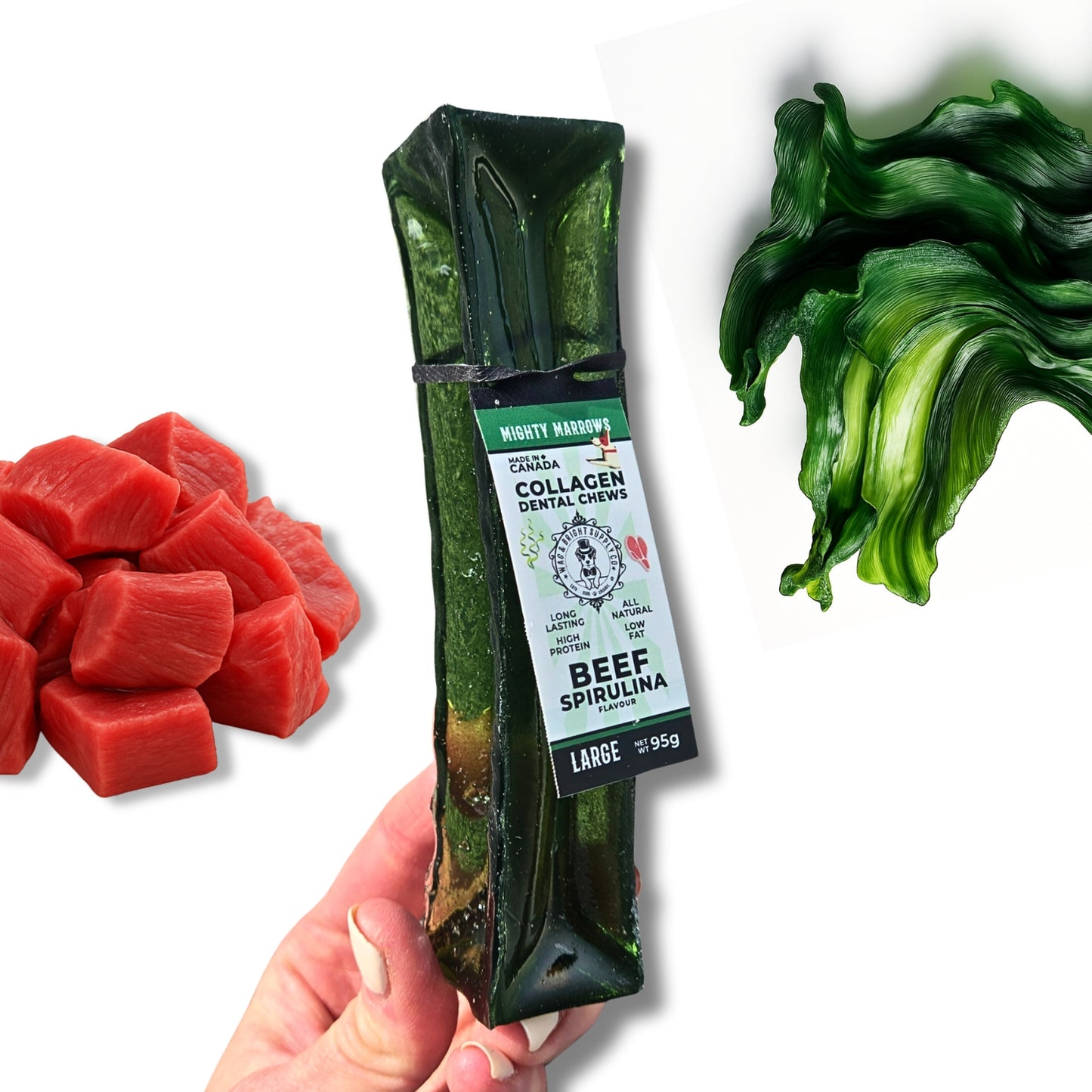 Mighty Marrow Collagen Dental Chew - Spirulina Beef - Large