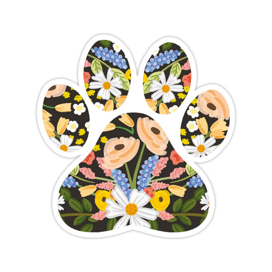 Floral Paw Print Vinyl Sticker