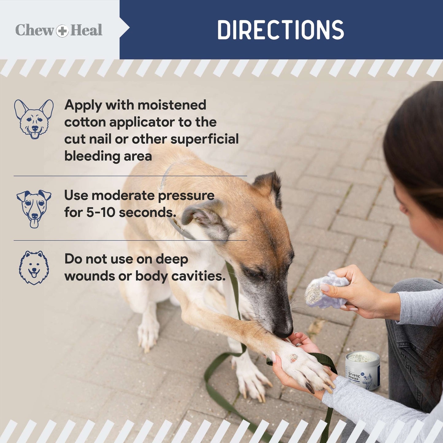 Chew + Heal Styptic Powder For Dogs, Cats, and Birds