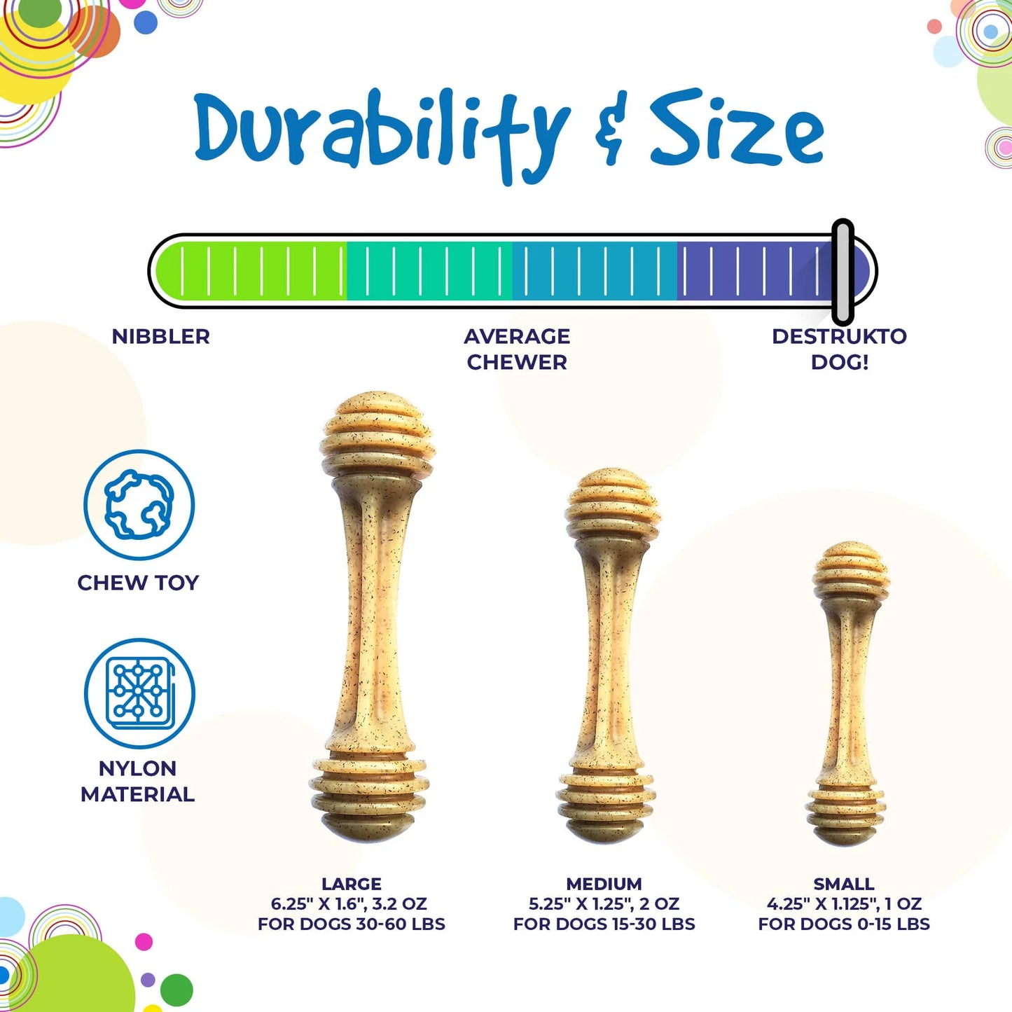 Honey Bone Ultra Durable Nylon Dog Chew Toy Small