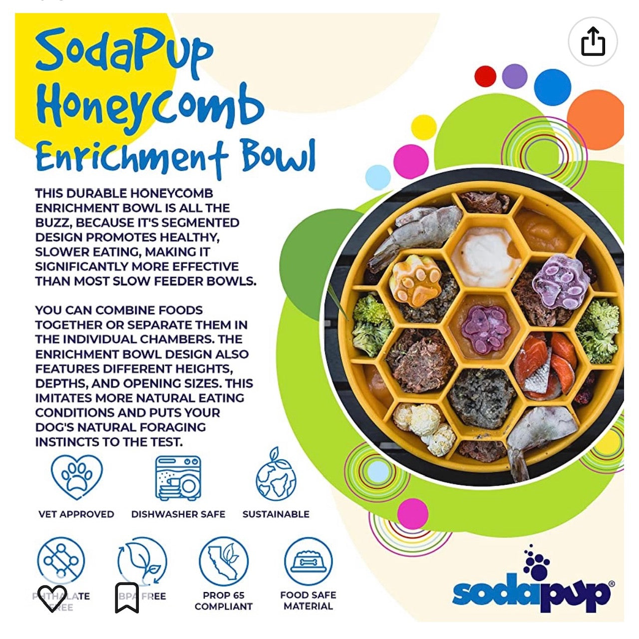 Honeycomb Slow-Feeder & Enrichment Bowl - Blue