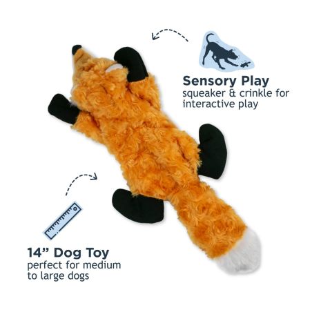 Stuffless Fox Squeaker Dog Toy 16"