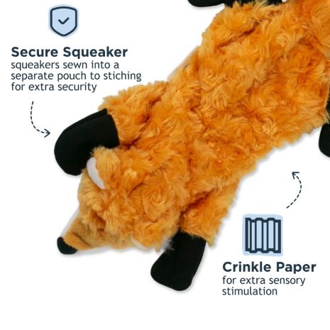 Stuffless Fox Squeaker Dog Toy 16"