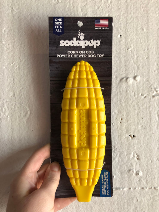 SodaPup Corn on the Cob Treat Dispenser Made in USA Dog Toy, Medium